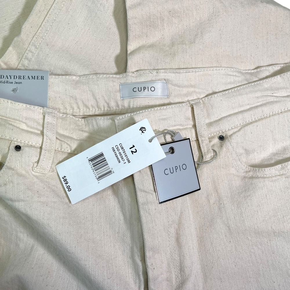 NEW Cupio 12 Cream Bootcut Mid-Rise Jeans Raw Hem The Daydreamer Minimalist Boho - Picture 6 of 12